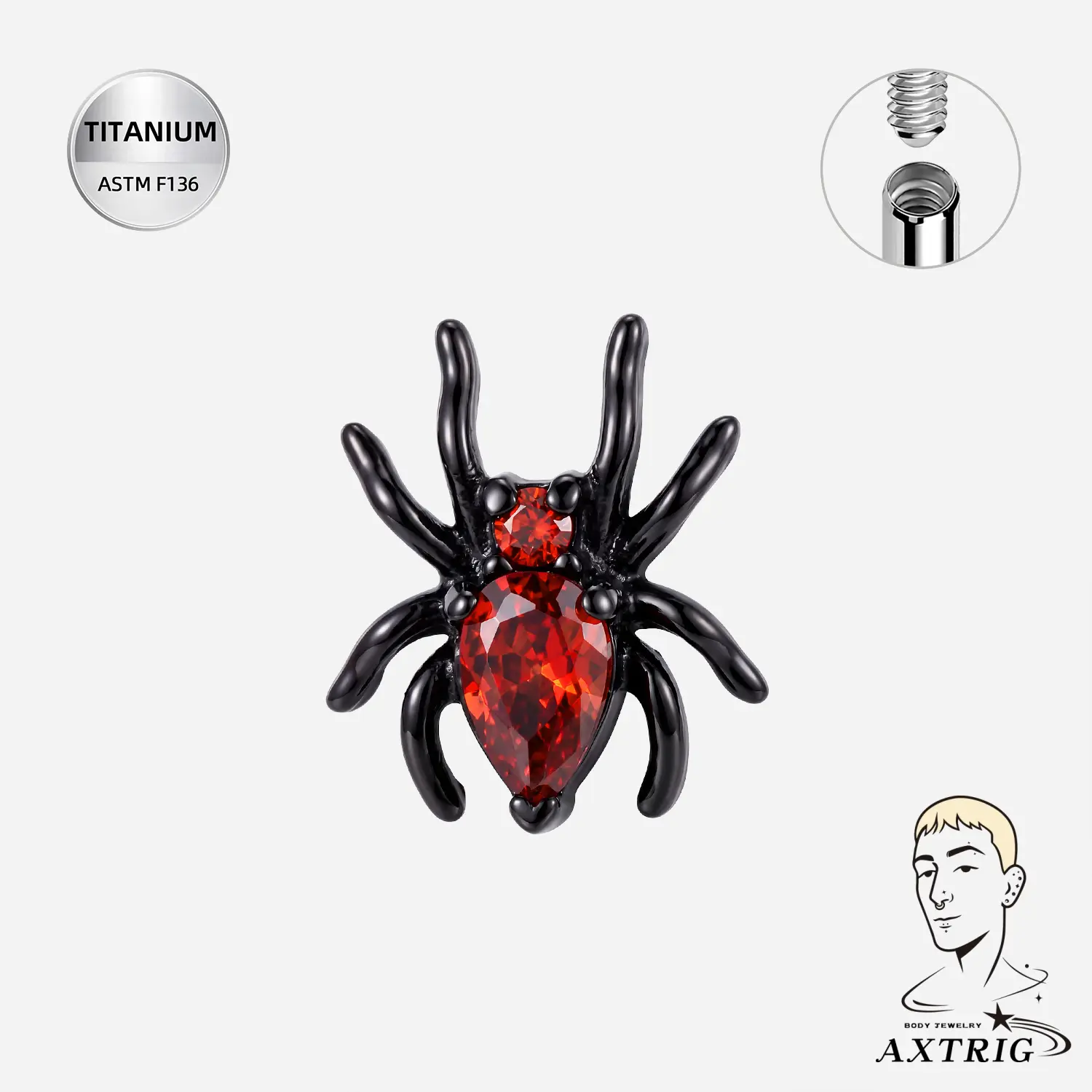 Spider Dermal Titanium Top - ASTM F136 Implant Grade, Edgy Piercing Body Jewelry