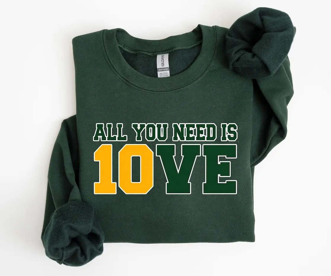 All You Need Is Love Green Bay Football Love Shirt or Sweatshirt, Green Gold Football Sweatshirt, Retro Game Day Fan Tee, Football Season Gift for Sports Fans
