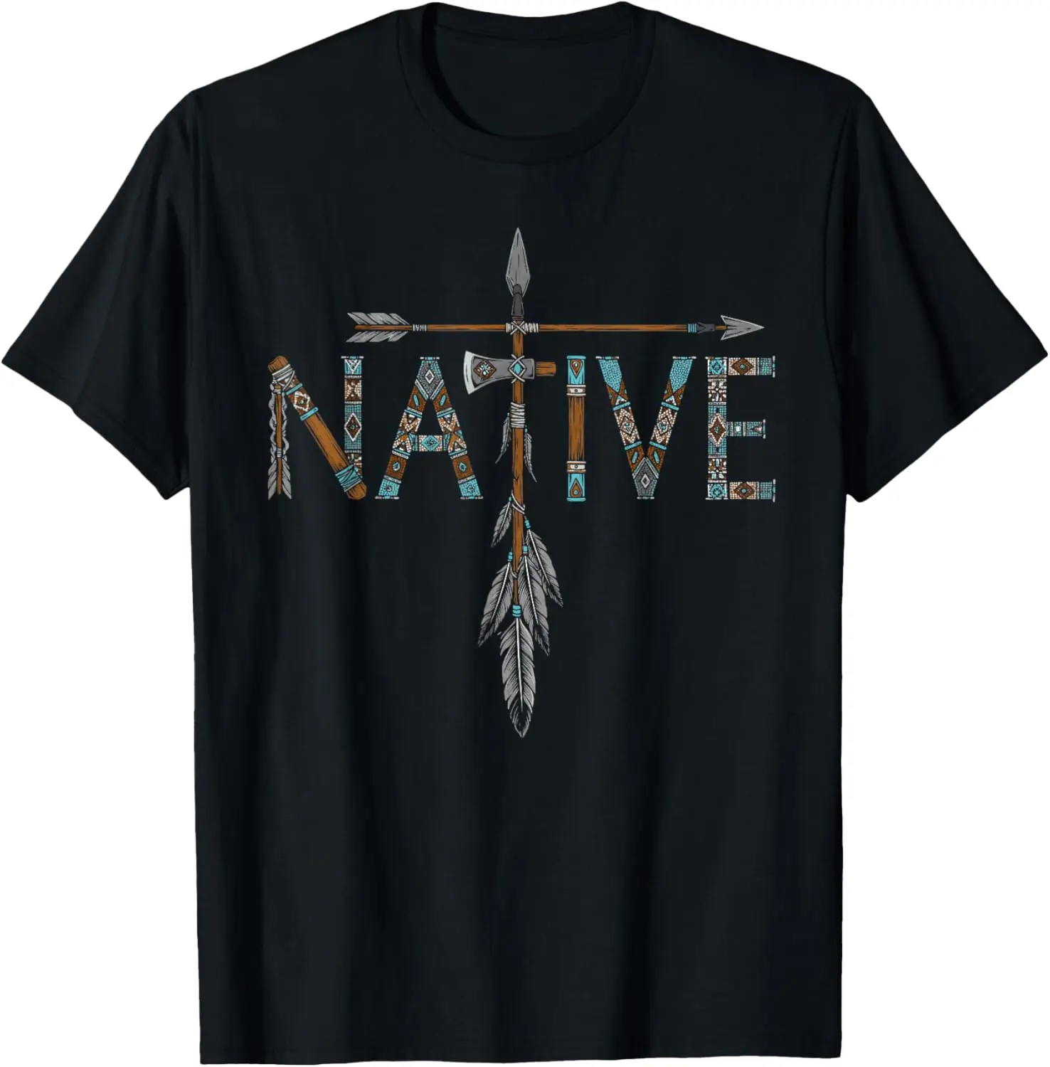 Men's Native American Day Pride Indigenous Graphic T-Shirt - Short-Sleeve, Round Neck, Regular Fit, Soft Natural Cotton, Casual Streetwear Menswear Apparel with Moisture-Absorbent Fabric, Fashion Apparel, Moisture Absorb