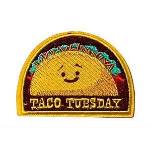 TACO TUESAY Patch Iron On Ready Taco Patch Brand New Embroidered Can Also Sew On - Mexican Food Salsa Burrito Embroidery Shirts Hats Jackets Backpacks