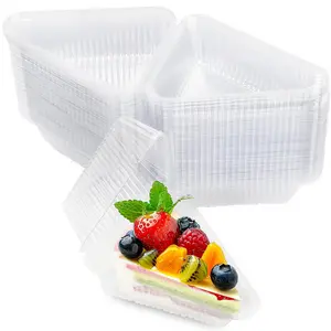 200 Pcs Individual Cake Slice Containers,Clear Pie Slice Containers Plastic Disposable,Cake Boxes For Diameter Cupcake or Pie, Sandwiches, Desserts