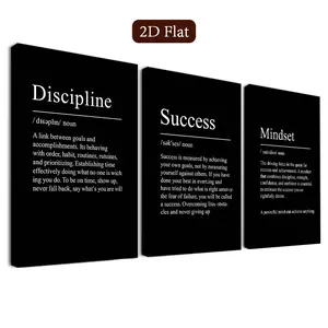 3 Piece Framed Self-Discipline Wall Art Set, Success Canvas Prints, Motivational Posters, Classroom Decor, Home Office, Bathroom, Artistic
