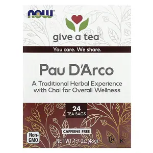 NOW Foods Pau D'Arco Tea, Caffeine Free, 24 Tea Bags, 1.7 oz (48 g)