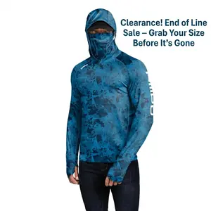 【DealsForYouDays】R10 Sun Hoodie Shirts w/ UV Detection Logo Mask Neck Gaiter Thumbhole Men UPF 100+ Sun Protection Long Sleeve Lightweight Quick Dry Moisture Wicking Breathable Activewear for Outdoor Fishing Boating Construction Roofing SummerWins