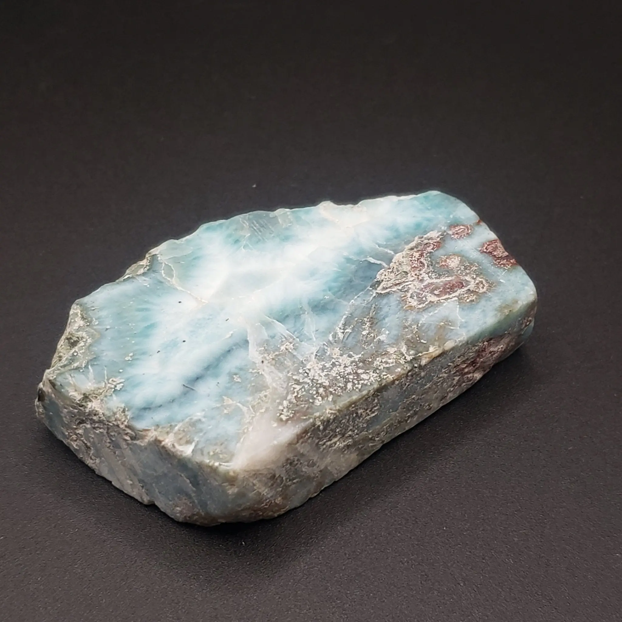 Larimar Lapidary Stone 2 x 1.5 inches Raw Natural 59 grams Dominican Republic LAR60B