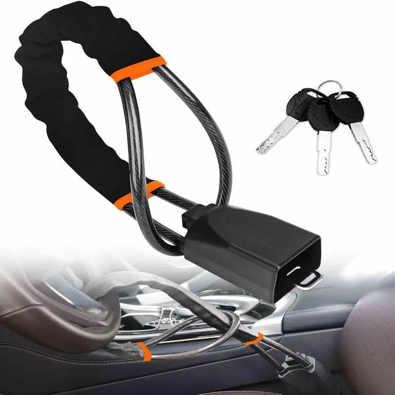 Car Steering Wheel Lock, Seat Belt Lock, Anti-Theft Device, Max 17 Inch Length, Small and Light-Weight, Multi-Functional, Fit Most Vehicle, SUV, Golf Cart Security