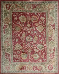 Opulent Mohair Oushak Red Hand Knotted Rug