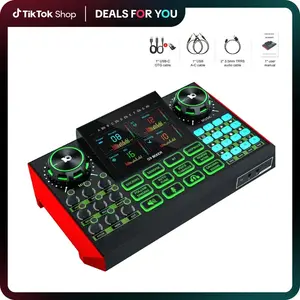 Tenlamp G9 Live Streaming Sound Card Set, Mixer Device with Voice Changer, 2-Level Noise Reduction, Built-in 2000mAh Battery for Live Streaming, Singing and Video Makers