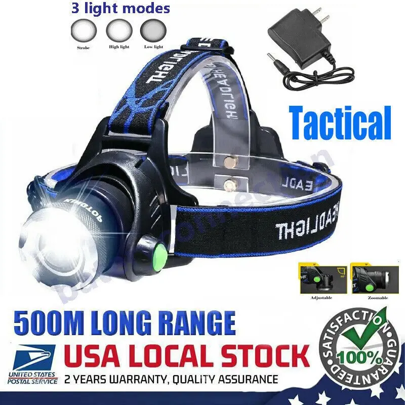 990000LM LED Headlamp Rechargeable Headlight Zoomable Head Torch Lamp Flashlight