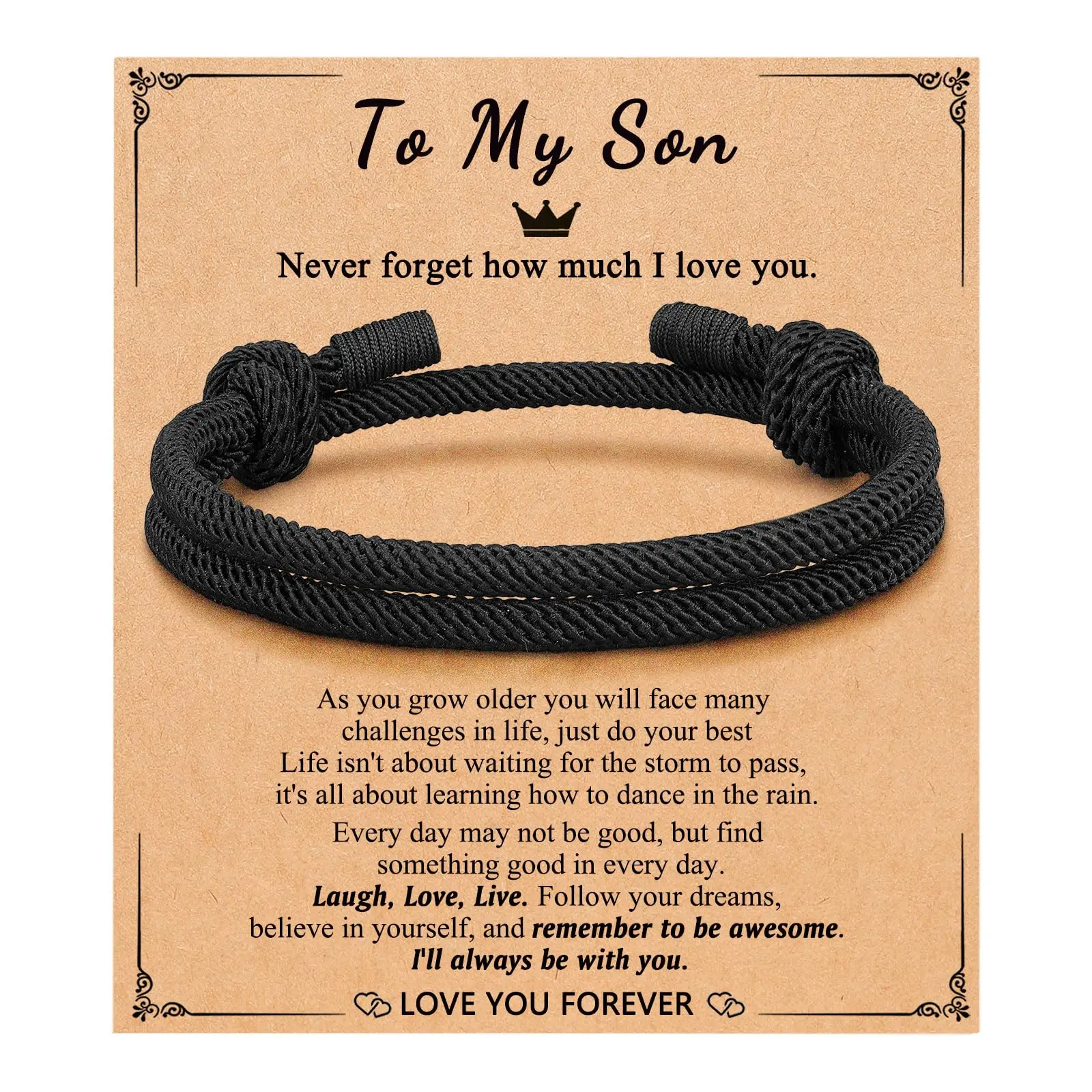 Boys' Adjustable Braided Rope Bracelet - Birthday & Christmas Gifts for Teen Boys, Son, Grandson, Nephew, Adjustable Bracelet, Braided Bracelet