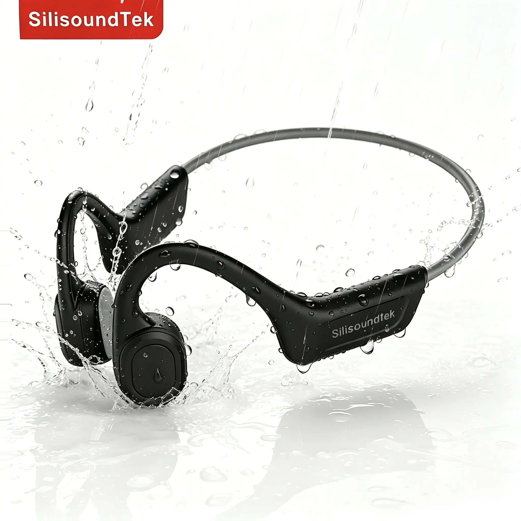 SST S800C Bone Conduction Wireless Headphones - Open-Ear Audio Device, IPX7 Waterp., Titanium Ring, BT 5.3, 10H Playtime, No-Tangle Multi-Platf. Headset for Running/Gym
