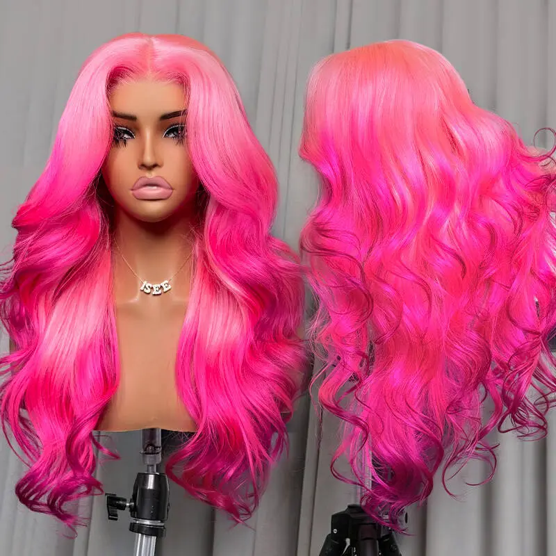 【New Color】ISEE HAIR Wear Go 7*5 Body Wave Ombre Pink Color Pre-Styled Butterfly Cut Style & Pre-Plucked Hairline & Pre-Cut Lace Front Wig Bold Barbiecore Glueless Human Hair Vacation Hair #SummerWins #DealsForYouDays