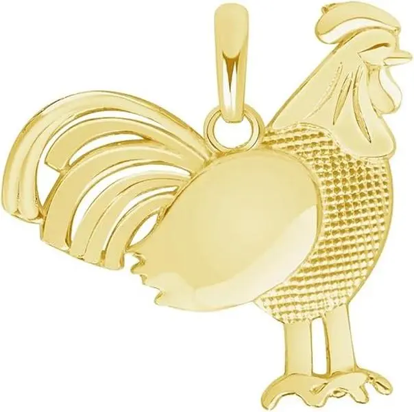 TAKAR Rooster Pendant Necklace – 925 Sterling Silver Gold Vermeil – Farm Animals Inspired Charm Necklace for both Men and Women – Made in USA