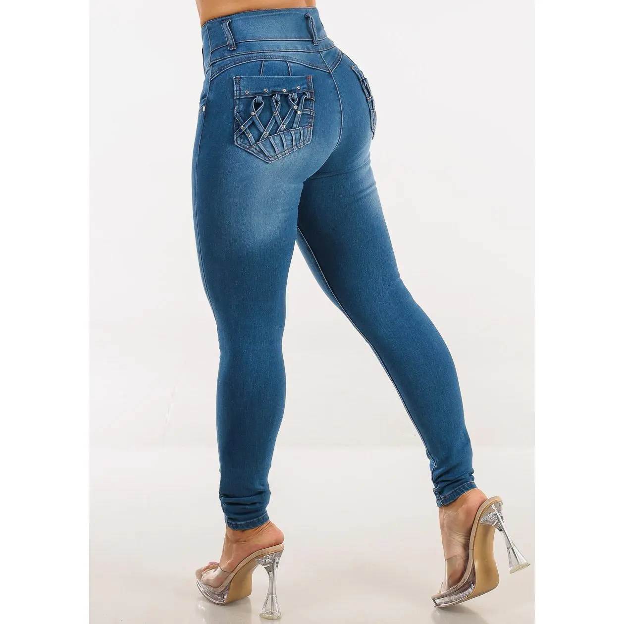 Push Up High Waist Stretch Skinny Jeans Indigo