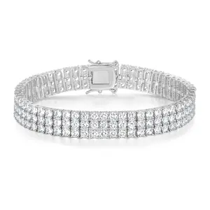 [Unisex] MDFUN 3 Row 9MM Tennis bracelet for Women Men Round Cut Cubic Zirconia Tennis  Hip Hop Stackable  DB005 bracelets classic gift