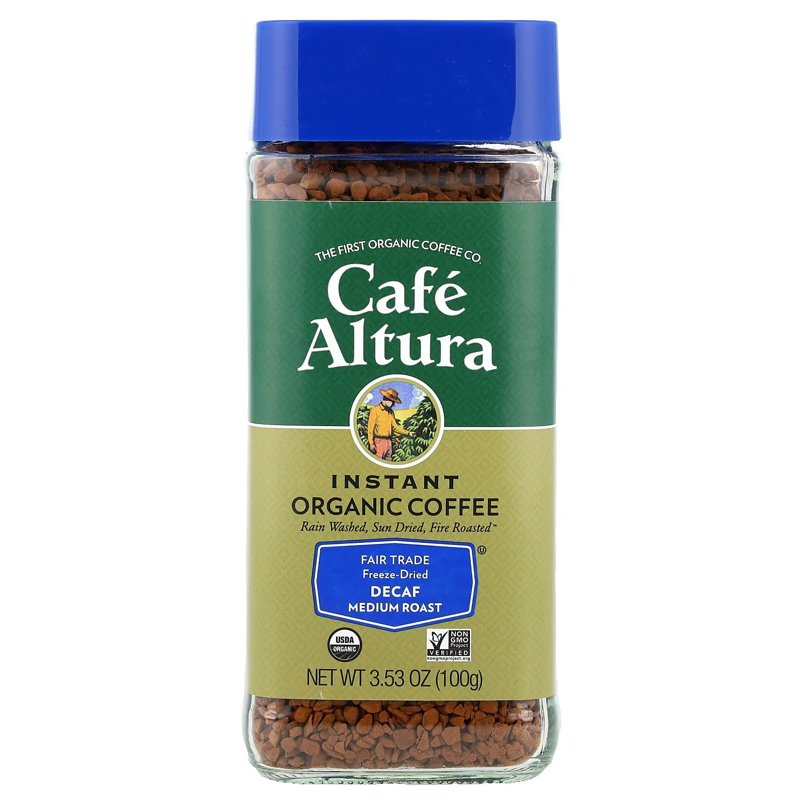 Cafe Altura Instant Organic Coffee, Medium Roast, Freeze-Dried, Decaf, 3.53 oz (100 g)