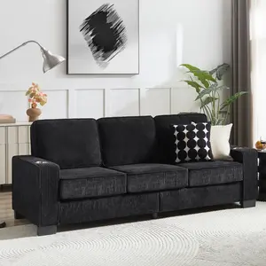 83.86" Corduroy Fabric sofa, Modern Compressed Couch, 3-Seater Sofa, Furniture for Living Room, Bedroom, office