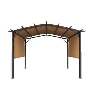 VEVOR 10x10 ft Outdoor Retractable Pergola with Canopy Arched Top Metal Patio Pergola
