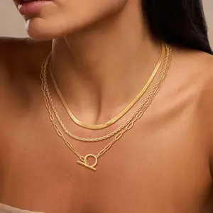 FREEKISS Layered Toggle Necklaces for Women: Dainty Link Chain Necklaces Paperclip Cuban Rope Adjustable Choker T-Bar Toggle Clasp Chunky Necklace for Women dealsforyoudays outdoorfun