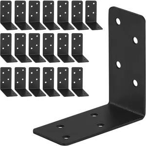 20pcs Heavy Duty 3x3x1.5in Steel L Bracket Black 90 Right Angle Joist Shelf Brackets for Furniture & Timber