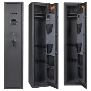 6 Rifle Gun Safe for Home, Biometric & 4-Way Quick Access, Removable Shelf, Alarm & LED Light