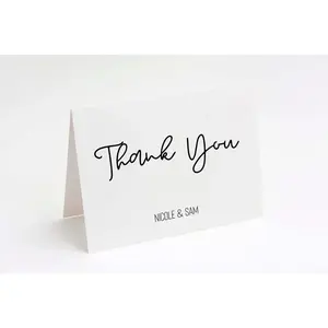 Personalized Thank You Card, Black and White Script