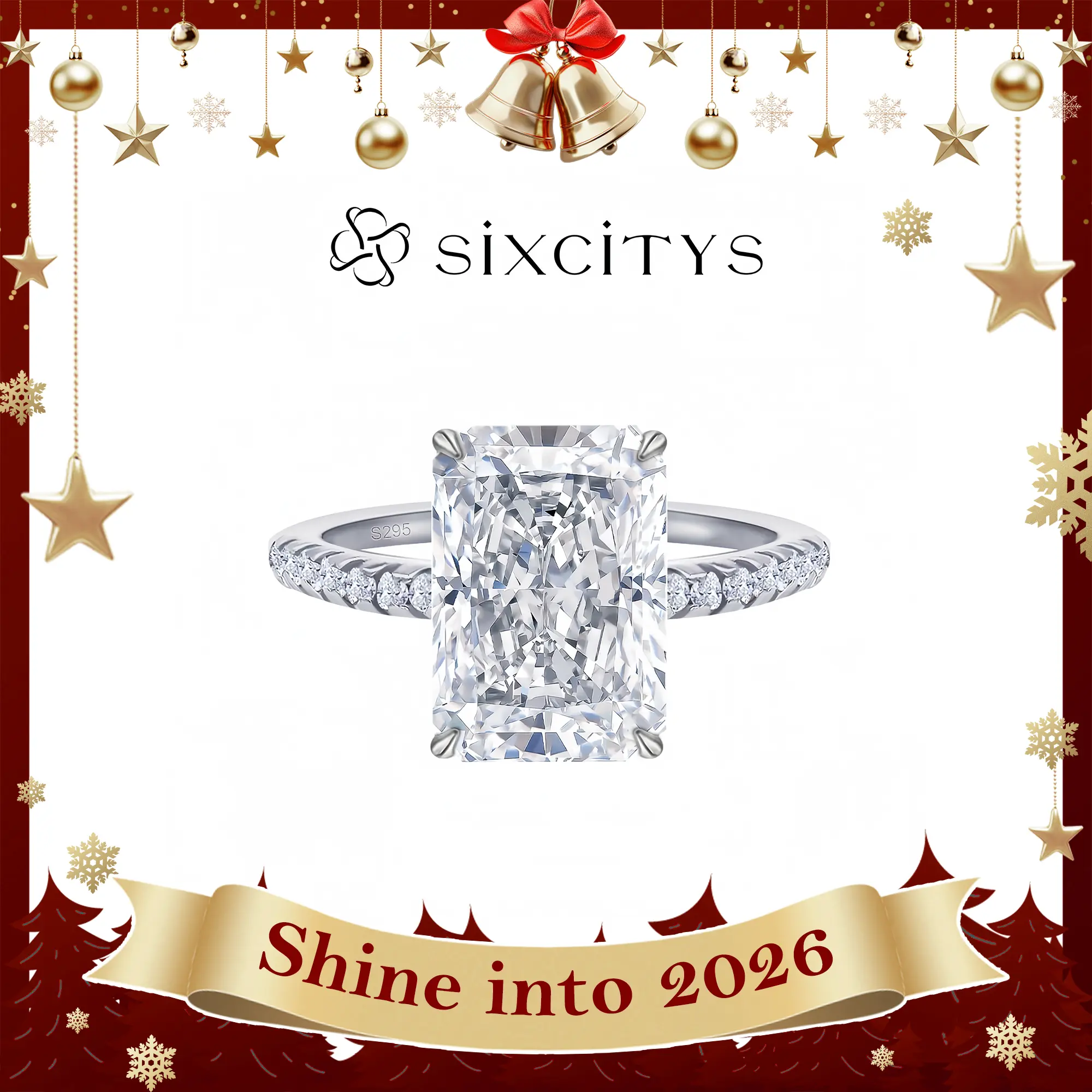2026 4CT D Moissanite Radiant Ice Flower Cut Ring for Women, S925 Sterling Silver – Engagement Anniversary Statement Ring, Stackable Wedding Promise Ring, Sparkling Gemstone Ring Gift for Her, Non-Tarnish Everyday Fine Jewelry