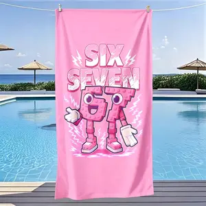 Six Seven Digital Human Theme Design Beach Towel, Fast Drying Ultra Soft Polyester Fiber, Multi-Purpose Yoga Travel Swimming Camping, Quick Drying Towels, Swim Towels