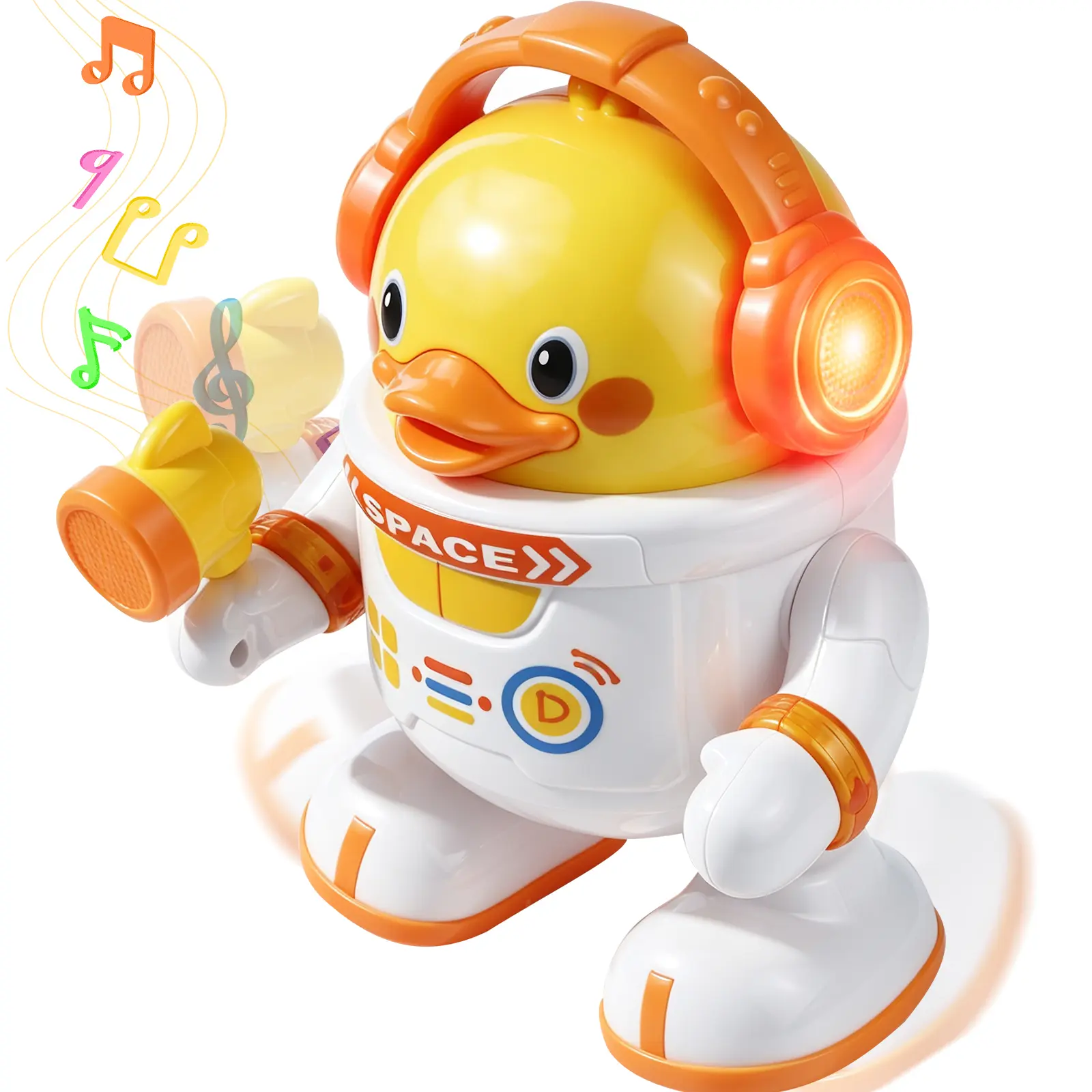 Dancing Astronaut Duck Toy for Kids with Music Lights & Sounds Walking Moving Interactive Toddler Toy Gift for Boys Girls