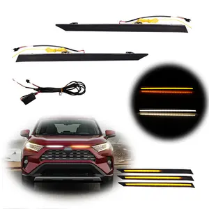 Smoked Lens Switchback LED White DRL Amber Turn Signal Lamps Lights Kit For Toyota RAV4 2019 2020 2021 2022 2023