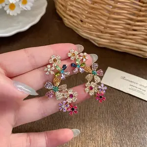 Dopamine Colorful flower stud earring bone clip one-piece earring design single ear accessory -HN321-3