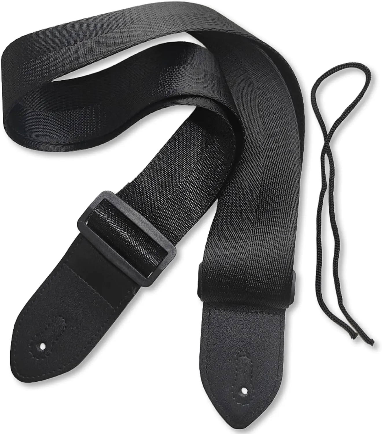 Black Guitar Strap, Minimalist Adjustable Guitar Straps Universal Fit for Acoustic/Electric/Bass Guitars, Comfortable Durable Headstock Tie for Secure Hold