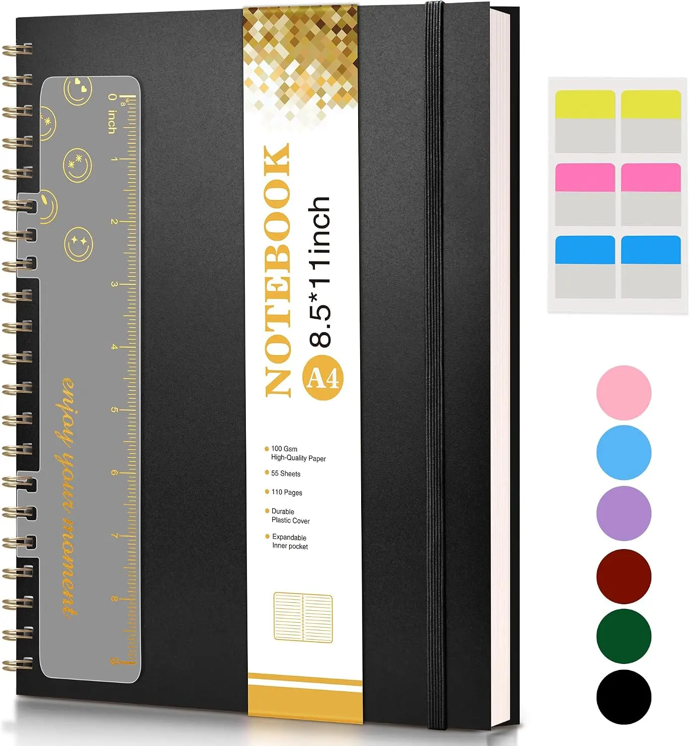 Hardcover Spiral Journaling Notebook, 8.5" x 11" A4 Unisex Journal with Lined Pages, 80 GSM Paper, College Ruled for Work/School Writing Note Taking