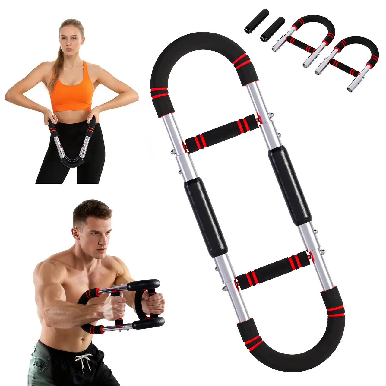 Soges Twister Arm Trainer for Men & Women, Adjustable Chest Fitness Workout Equipment for Home Gym with Anti-Slip Handles, Detachable Portable Muscle Builder Strength Training for Upper Body Exercise