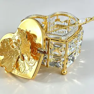Luxury Multi-Faceted Crystal Round Sugar Bowl, Butterfly Flower Lid, Pearl Spoon, Elegant Home Decor, High-Quality Kitchenware