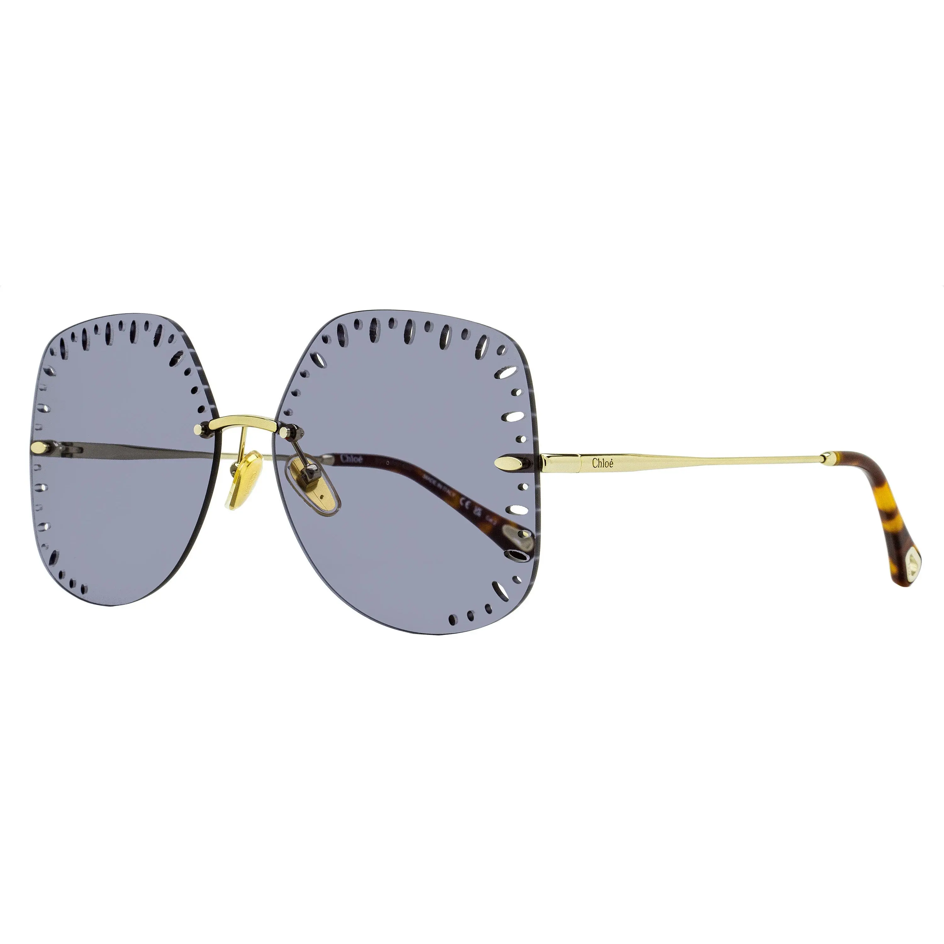 Chloe Perforated Lens Sunglasses CH0111S 001 Gold/Havana 63mm