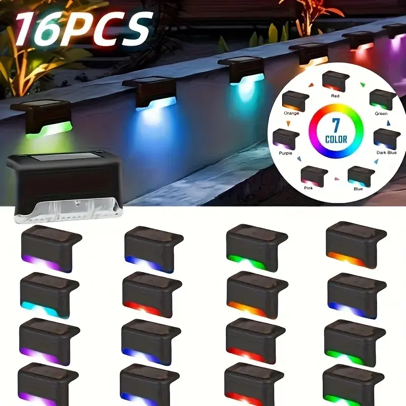 LED Solar Deck Lights (16 or 32 Pcs) - Waterproof, Auto On/Off, Easy Installation for Outdoor Stairs, Fences | Home Improvement Outdoor Lighting