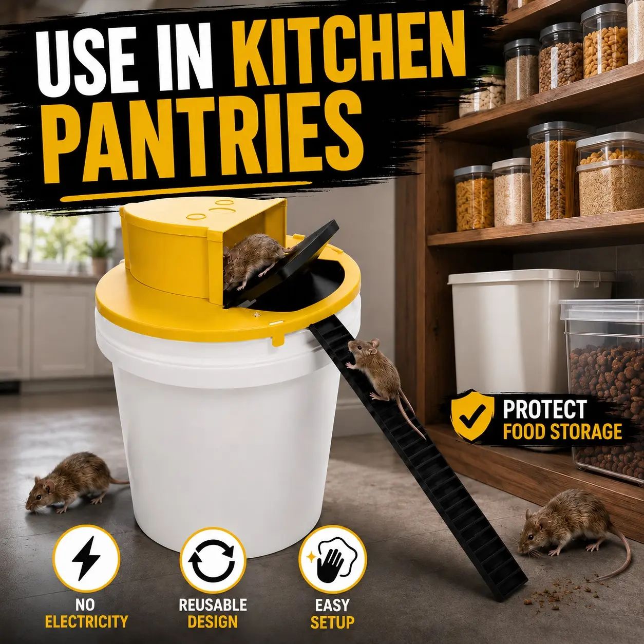 Mouse Trap,Rat Trap, Bucket Mouse Trap , Bucket LidMouse Trap, Auto Reset, Multi-Catch, Reusable, NoPoison, Rodent Control, Humane Mouse Trap, Rodent PetSafe Reusable, Slide Mouse Trap Lid Mouse Trap, MouseTraps Buck, for indoors, outdoors, gardem