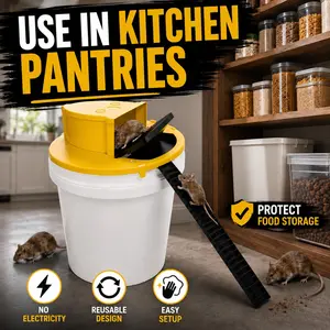 Mouse Trap,Rat Trap, Bucket Mouse Trap , Bucket LidMouse Trap, Auto Reset, Multi-Catch, Reusable, NoPoison, Rodent Control, Humane Mouse Trap, Rodent PetSafe Reusable, Slide Mouse Trap Lid Mouse Trap, MouseTraps Buck, for indoors, outdoors, gardem
