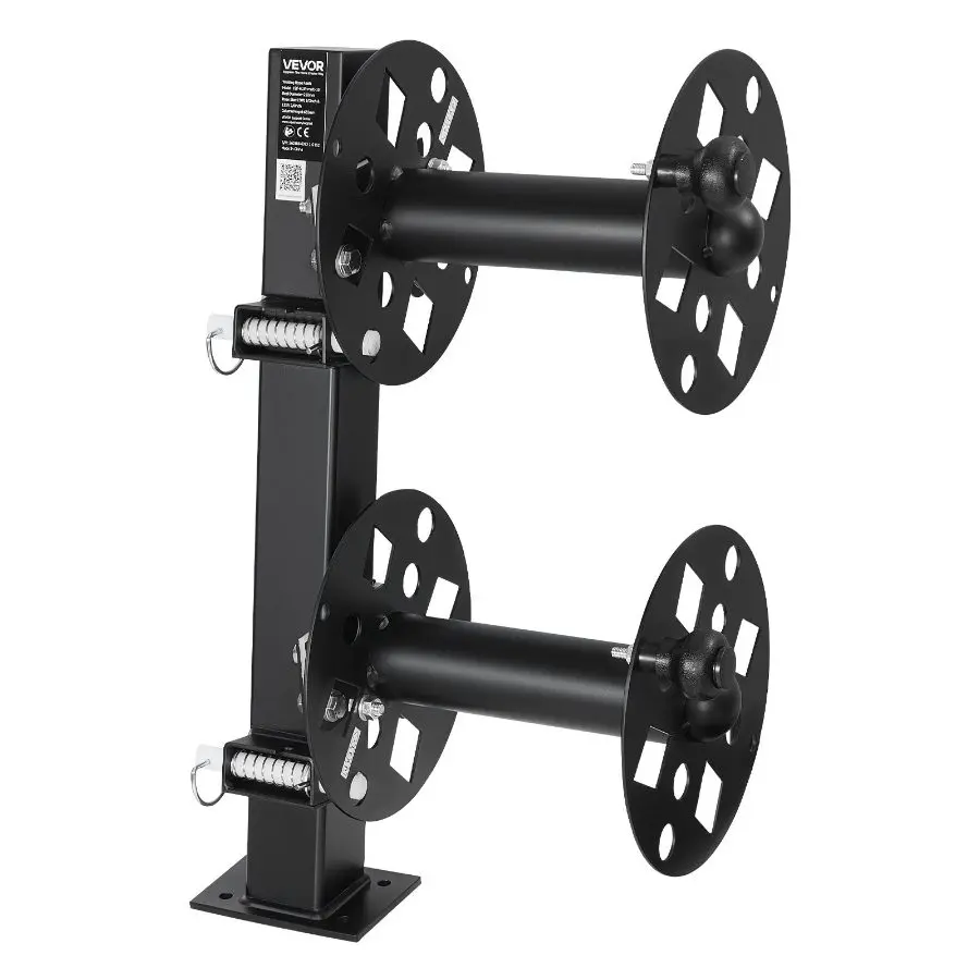 【DealsForYouDays】Heavy-Duty Double Spool Welding Lead Reel, Powder-Coated Steel Unit with Locking Pin, Weatherproof All-Seasons Organizer, Fits 150FT 1/0 & 125FT 2/0 Cables, Fleet Maintenance Tool for Service Trucks (Keeps Cable Tidy)