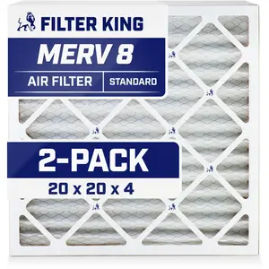 Filter King 20x20x4 Air Filter | 2-PACK | MERV 8 HVAC Pleated A/C Furnace Filters | MADE IN USA | Actual Size: 19.5 x 19.5 x 3.75"