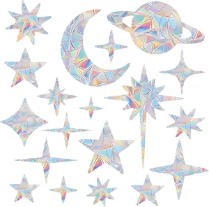 75 count Starry Sky Window Clings Anti  Window  to Save Birds from Collisions Non Adhesive Prismatic Vinyl Rainbow Stickers