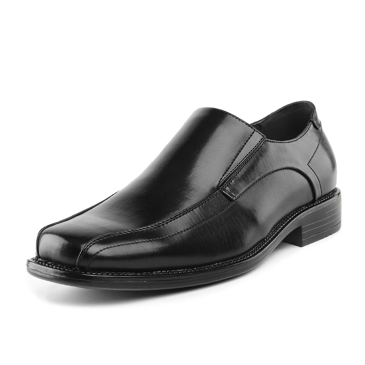 【BRUNO MARC Anniversary】 Men's 8w-11w Dark Brown Square Toe Closed Faux Synthetic Leather High Quality Slip-On Loafers - Office, Back to School Footwear, Anti-Shock, Low Heel, Breathable, Soft Wardrobe Essential, Casual Contemporary, High Quality Loafers