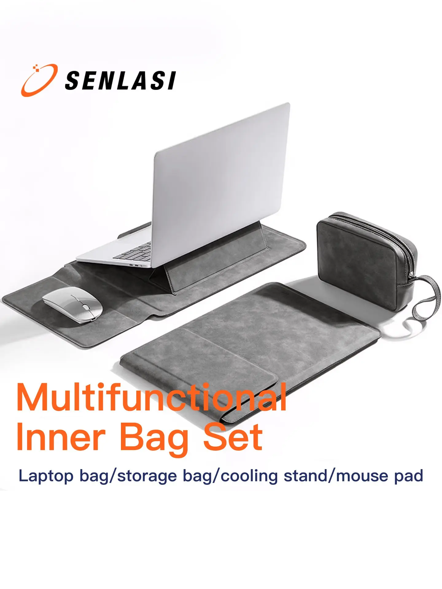 13/14/16 Inches Laptop Sleeve Bag, Laptop Storage Bag, Computer Bags, PU Leather Protective Cover, Padded Bracket Support, Mouse Pad, for Macbook, iPad, Hp, Acer, Chromebook, Surface