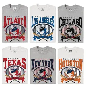 Vintage Baseball Tees Retro Established City Baseball Tshirt Sports Unisex Crewneck T-Shirt Sublimation Print Casual Graphic Top