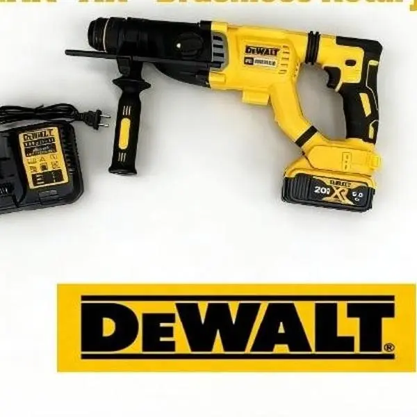 DEWALT DCH263 20V MAX XR Brushless Motor Cordless Rotary Hammer Impact Drill, 26mm Max Drill Diameter, 0-950RPM, 0-3600IPM, 6.0Ah Battery & Charger Included, Efficient for Concrete & Masonry Renovation, with Batteries