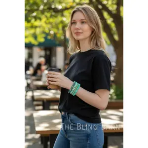 The Bling Barn Luxe Faceted Stretch Bracelet Stack Multi-Tone Glass Bead Set for Everyday Wear & Layering - Easy to Style Western & Coastal Cowgirl Styles