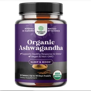 Natures Craft High Strength Organic Ashwagandha Supplements - Calm Mood Support Ashwagandha with Black Pepper for Enhanced Absorption - Vegan and Non-GMO (30 Tablets)