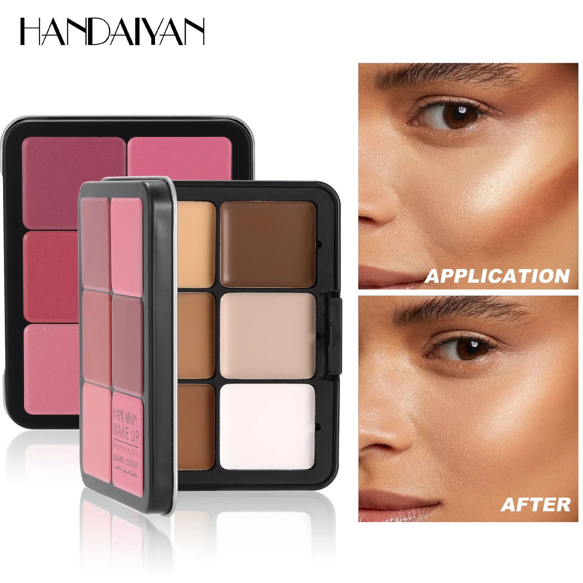 Handaiyan Matte Blush Palette, Glam Face Palette, 12 Colors Contour Highlighting Glow, Natural Look Makeup Brush Set, Perfect for Daily Use & Gift Giving, Cosmetics