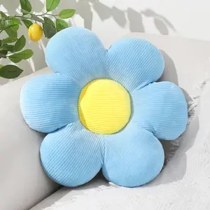 Six Petal Flower Pillow,Soft Flower Shaped Throw Pillows Cushion Seating for  Decorative Cute Daisy Throw Pillow for Bed Sofa Couch (Blue,15.7'')